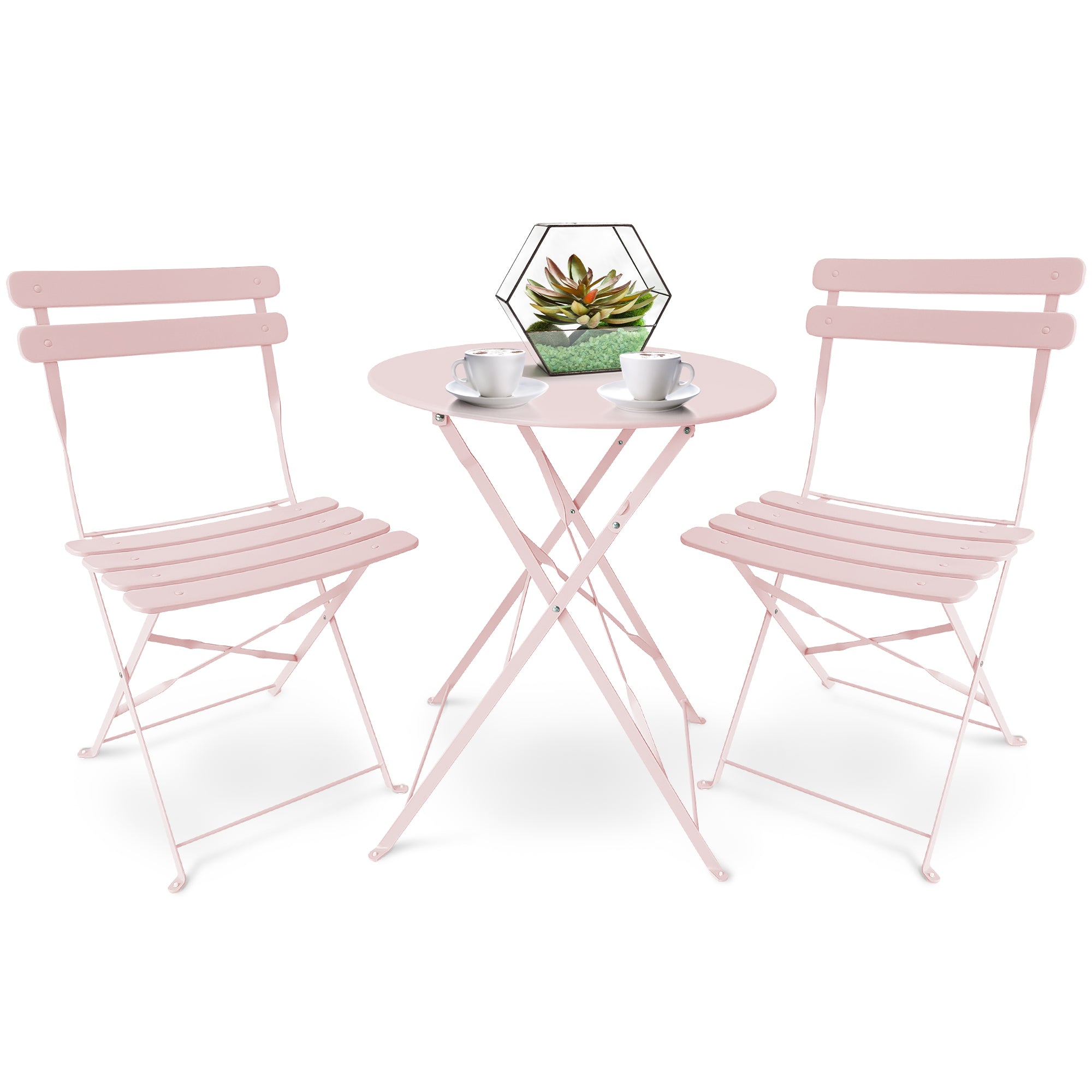 SUNMER Bistro Table & Chairs Set - Pink