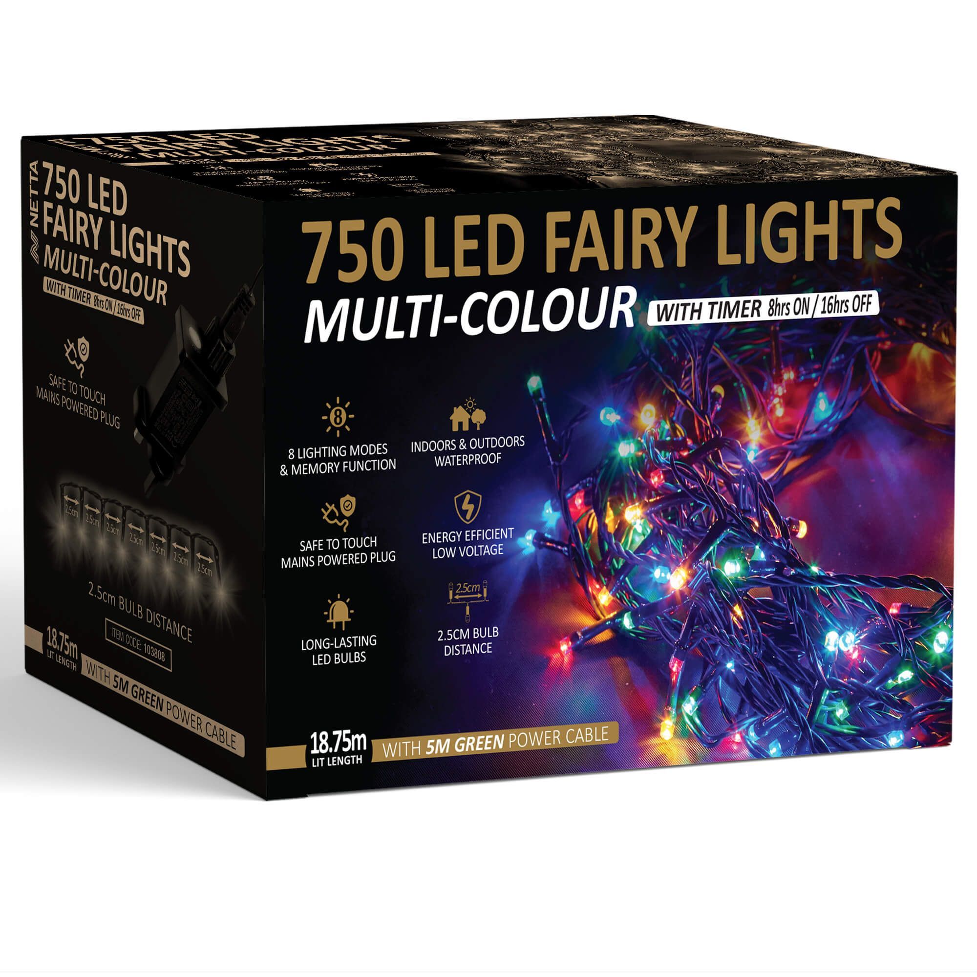 NETTA 750LED Fairy Close-set String Lights - Multi Colour