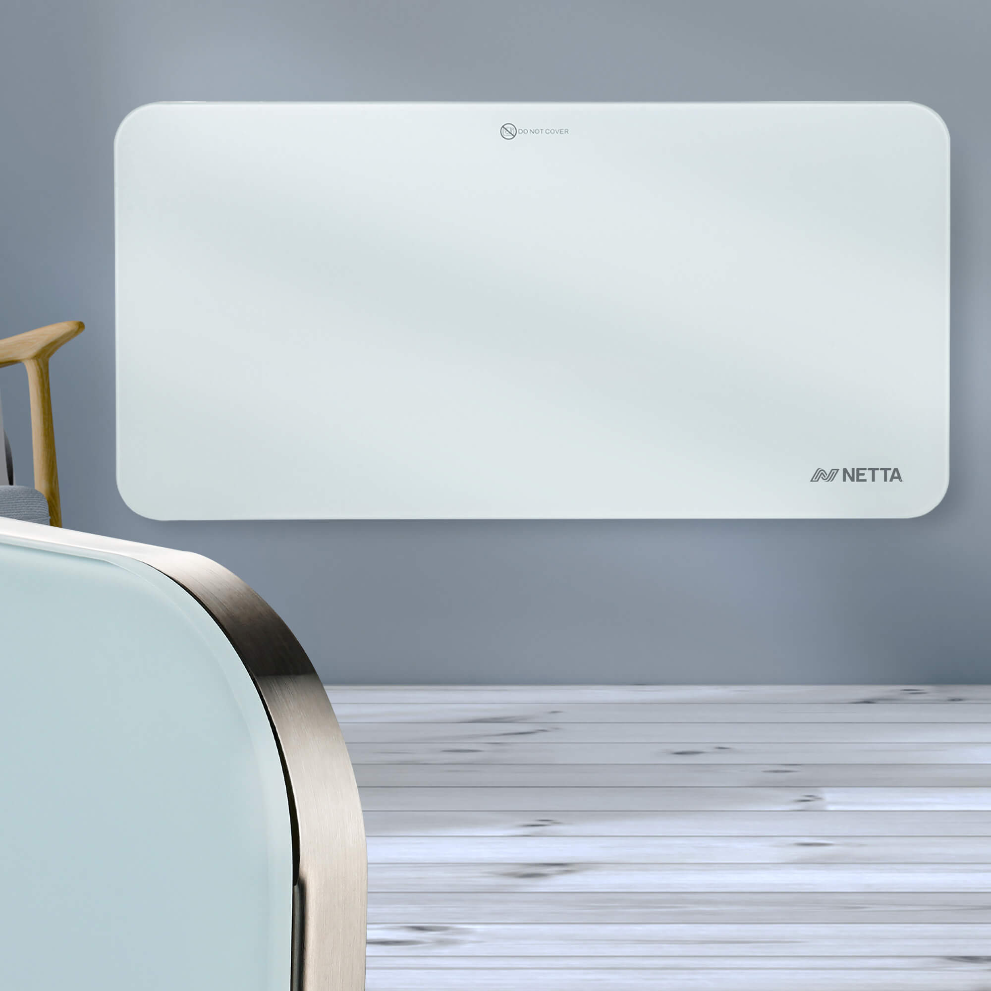 NETTA 1000W Slimline Glass Panel Heater - White