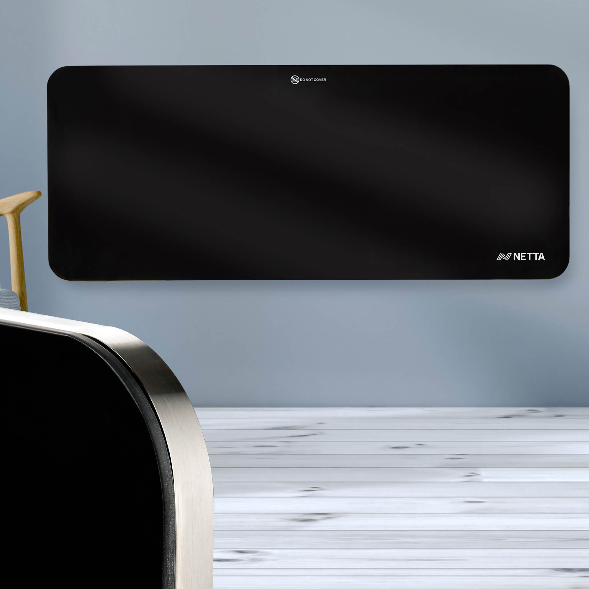 NETTA 1500W Slimline Glass Panel Heater - Black