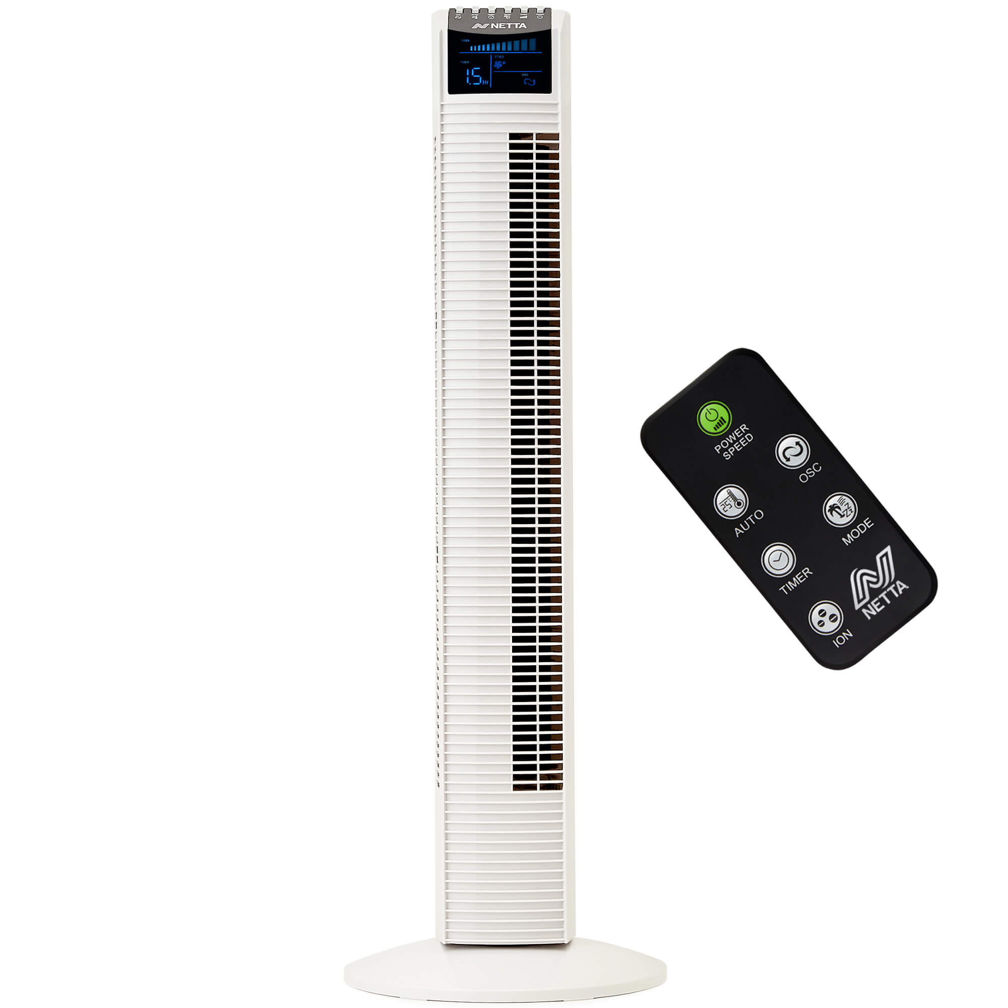 NETTA 36 Inch Tower Fan with 8-Hour Timer - White