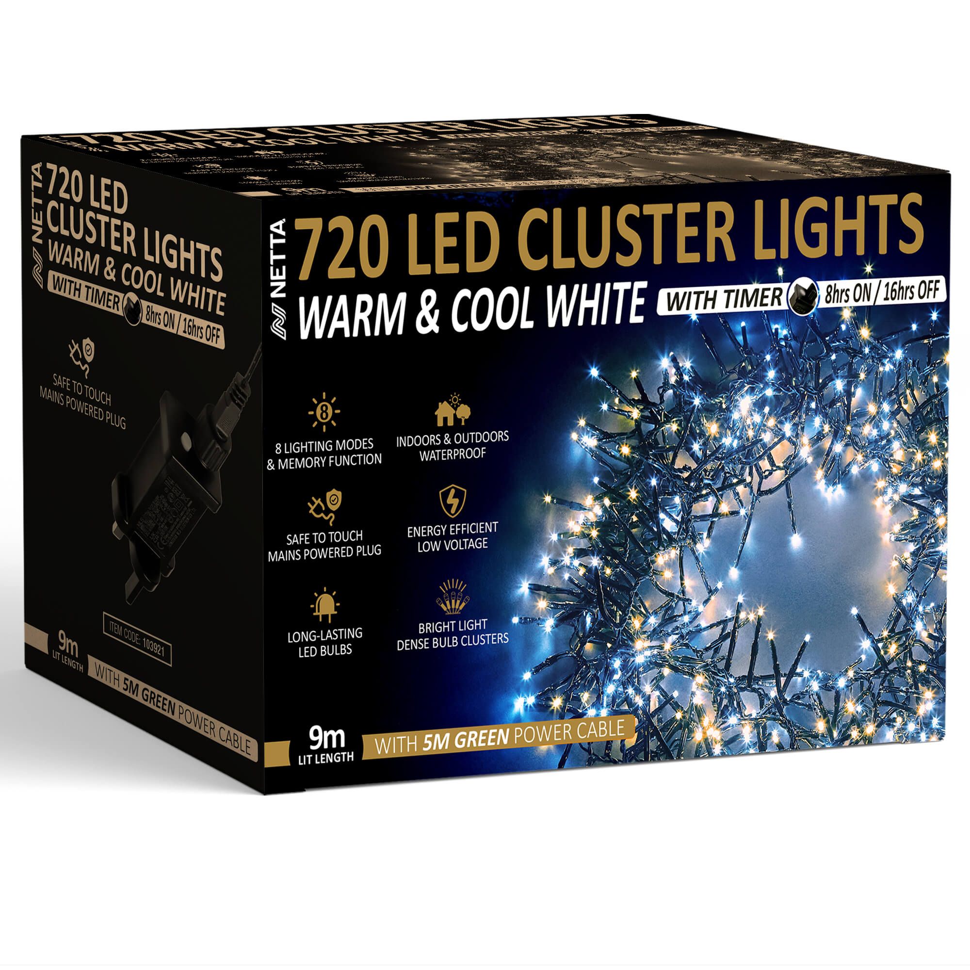 NETTA 720LED Cluster String Lights - Warm & Cool White