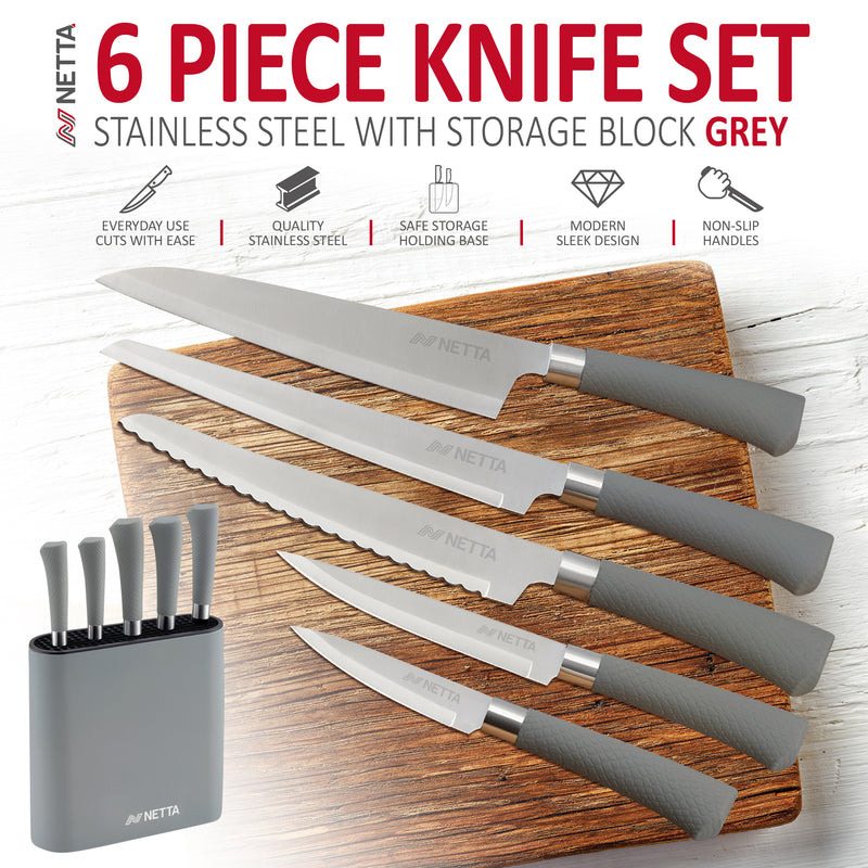 NETTA 6 Piece Knife Set With Block