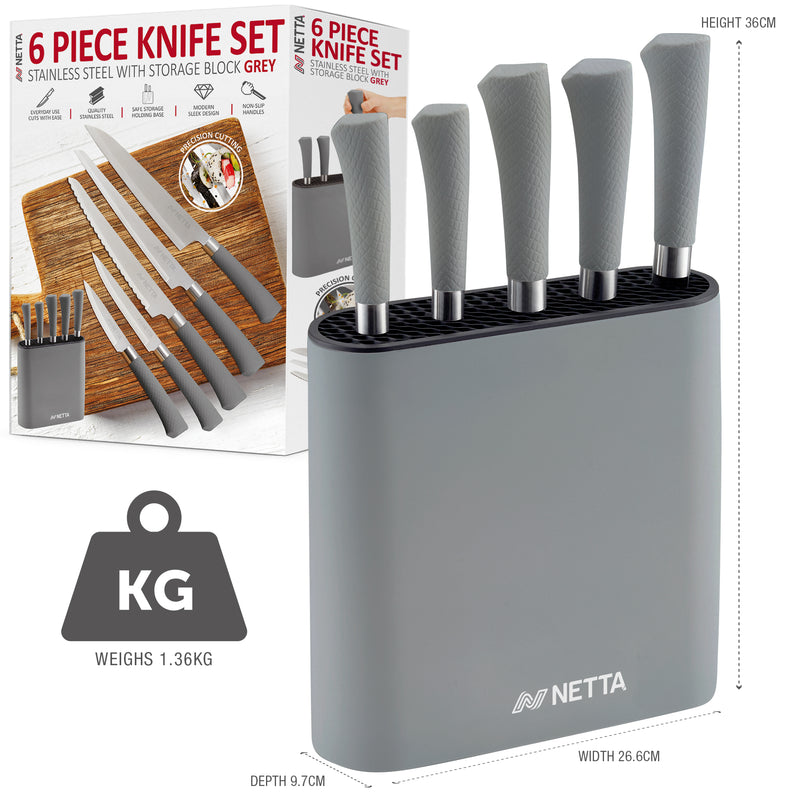 NETTA 6 Piece Knife Set With Block