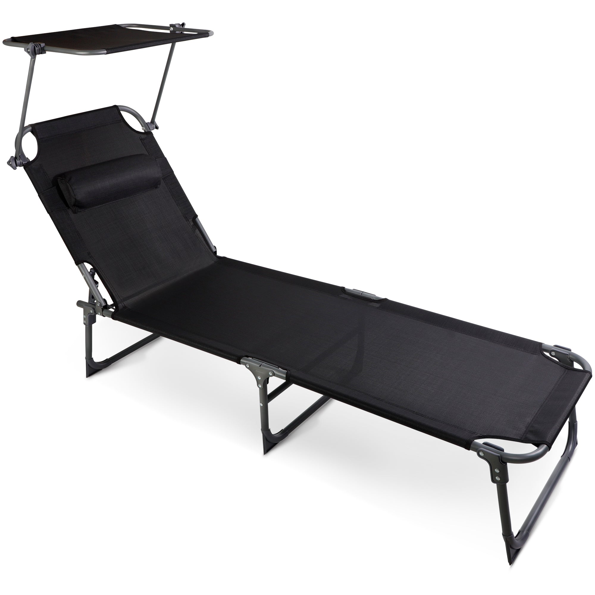 SUNMER Reclining Sun Lounger with Adjustable Backrest and Canopy