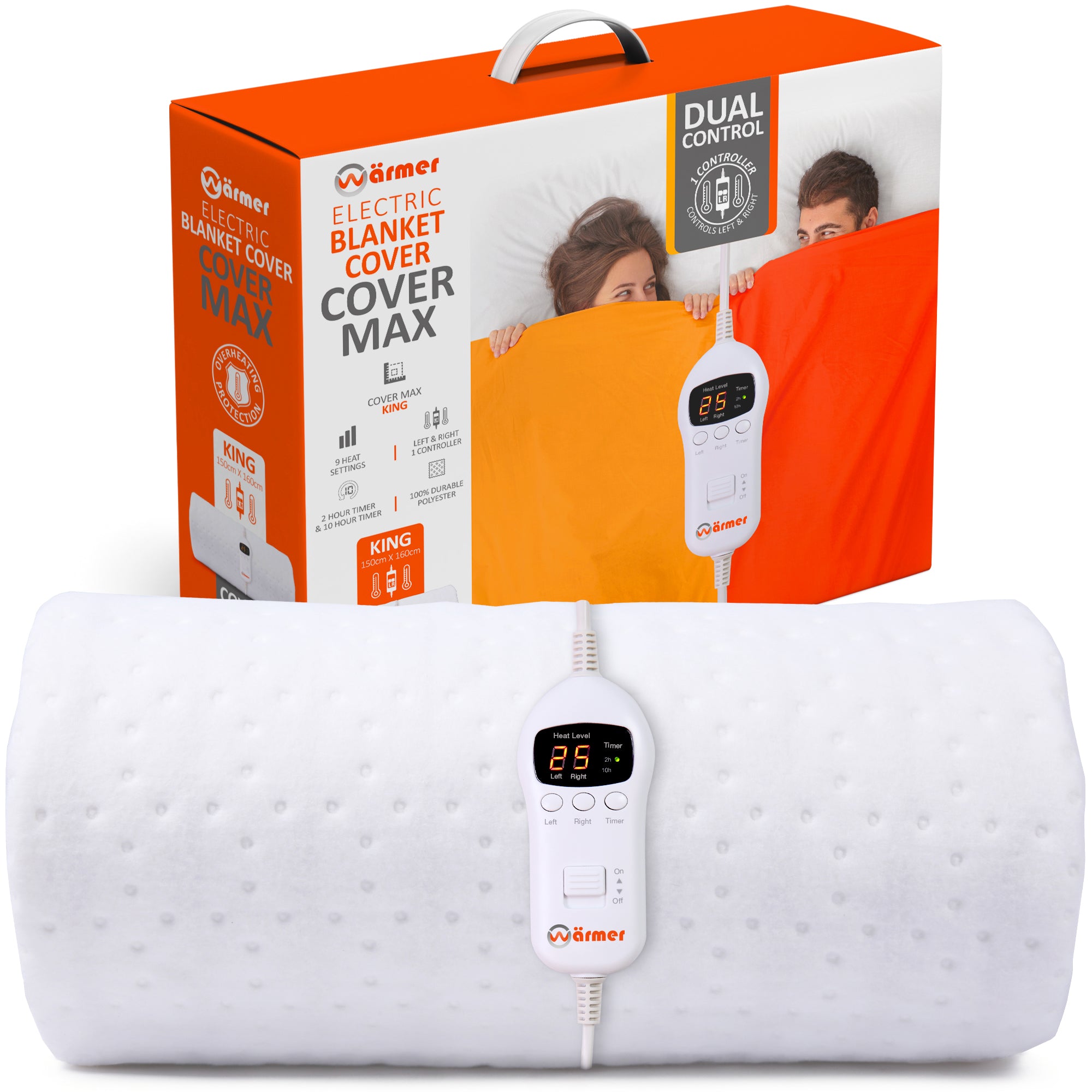Wärmer 'Cover Max' Electric Blanket - Maximum Coverage, Left & Right Dual Heating Zones, 9 Heat Settings & Timer