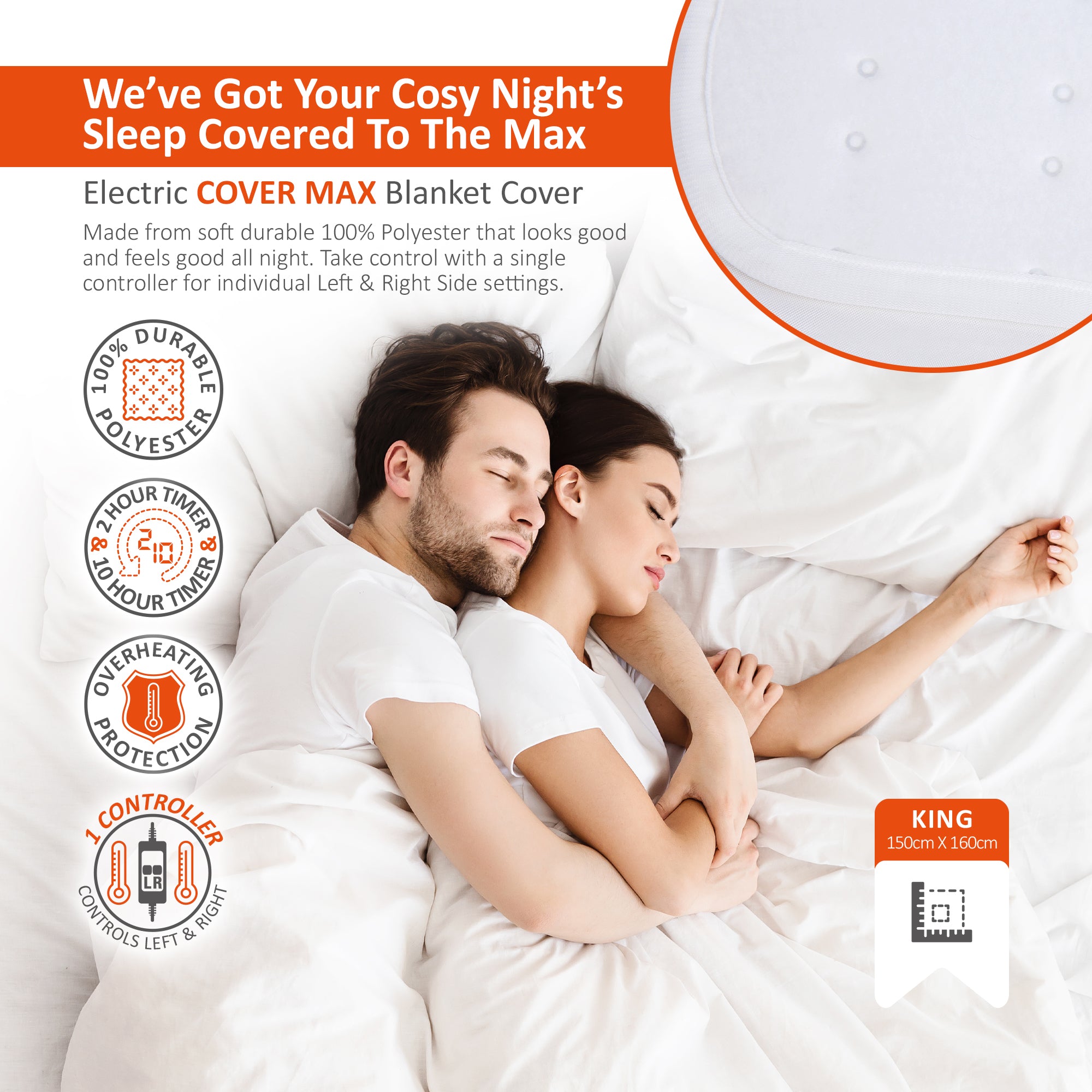Wärmer 'Cover Max' Electric Blanket - Maximum Coverage, Left & Right Dual Heating Zones, 9 Heat Settings & Timer