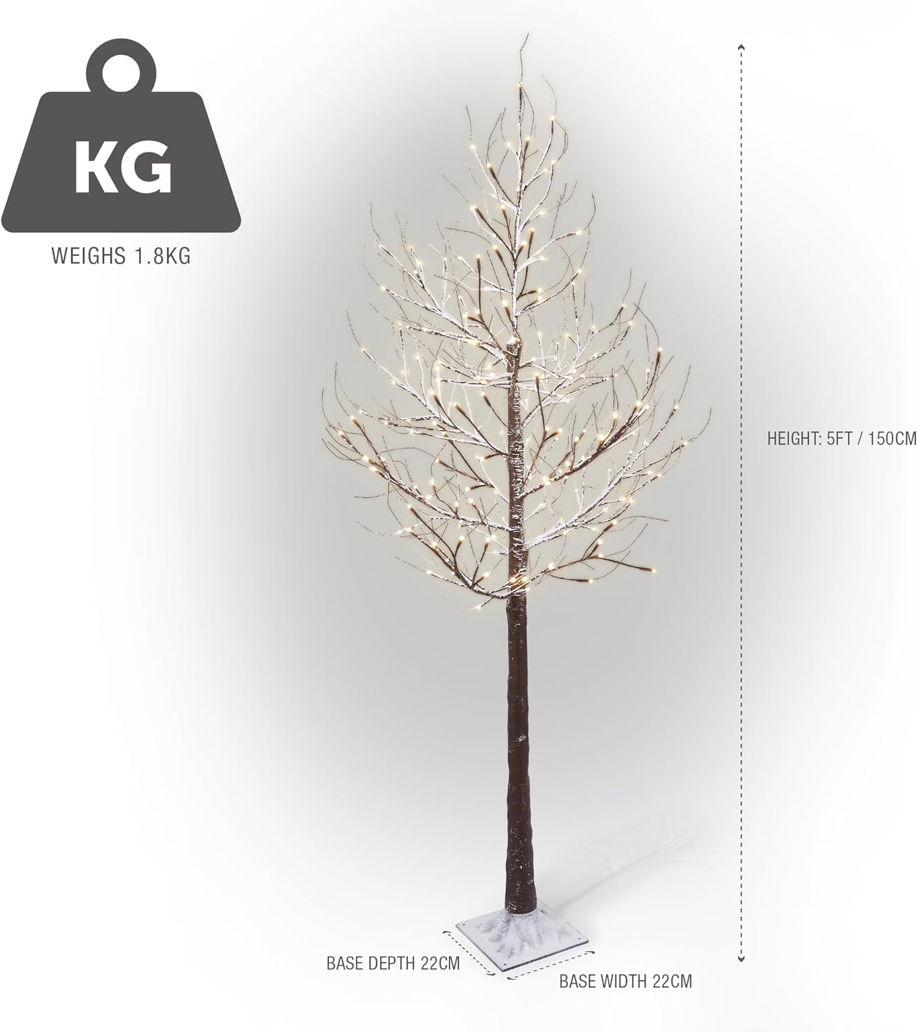 NETTA Birch Twig Tree with Warm White LED Lights - Brown