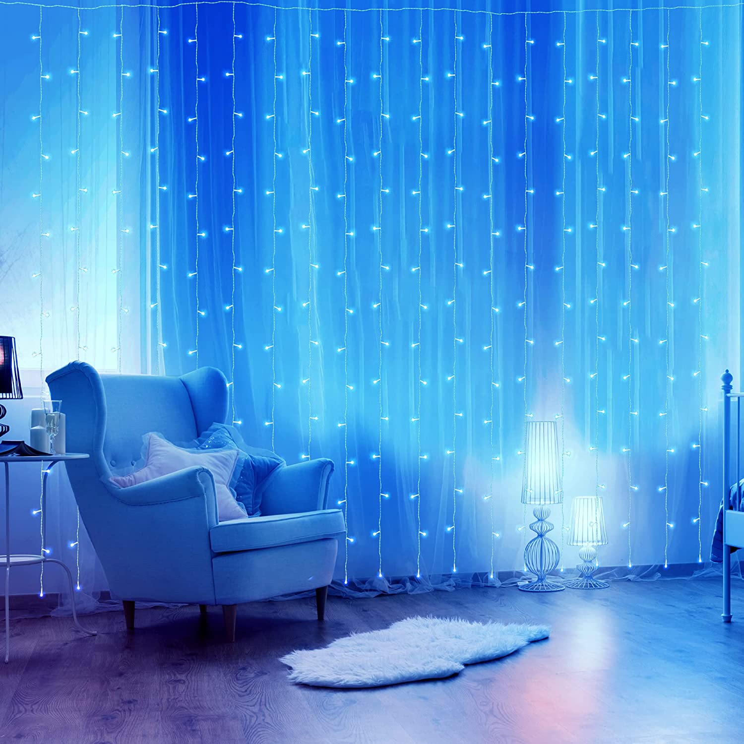 NETTA Curtain Fairy Lights - 3M x 3M, Waterproof LED with Timer, 8 Modes - Cool White