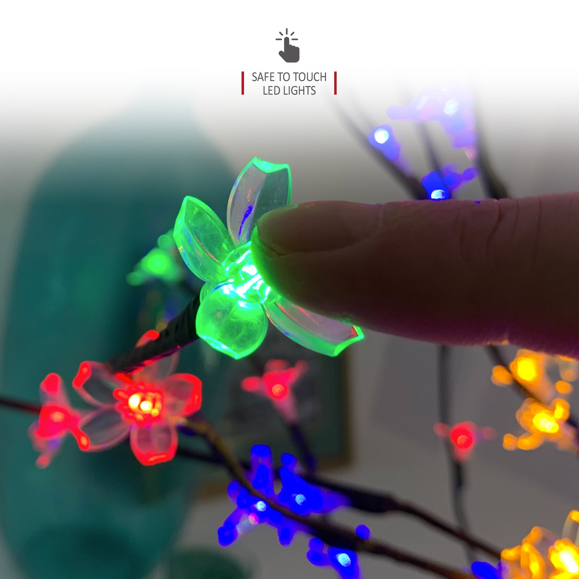 NETTA 7FT LED Cherry Blossom Tree, Pre-Lit 350 Lights, Auto-Off Timer and 8 Lighting Modes, 3M Power Cable, Suitable for Indoor and Outdoor Use - Multi-Colour