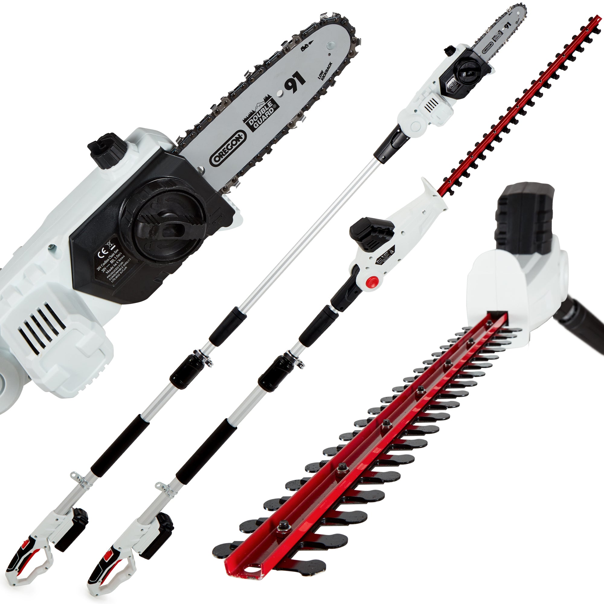 NETTA 2-in-1 20V Cordless Pole Telescopic Chainsaw and Hedge Trimmer