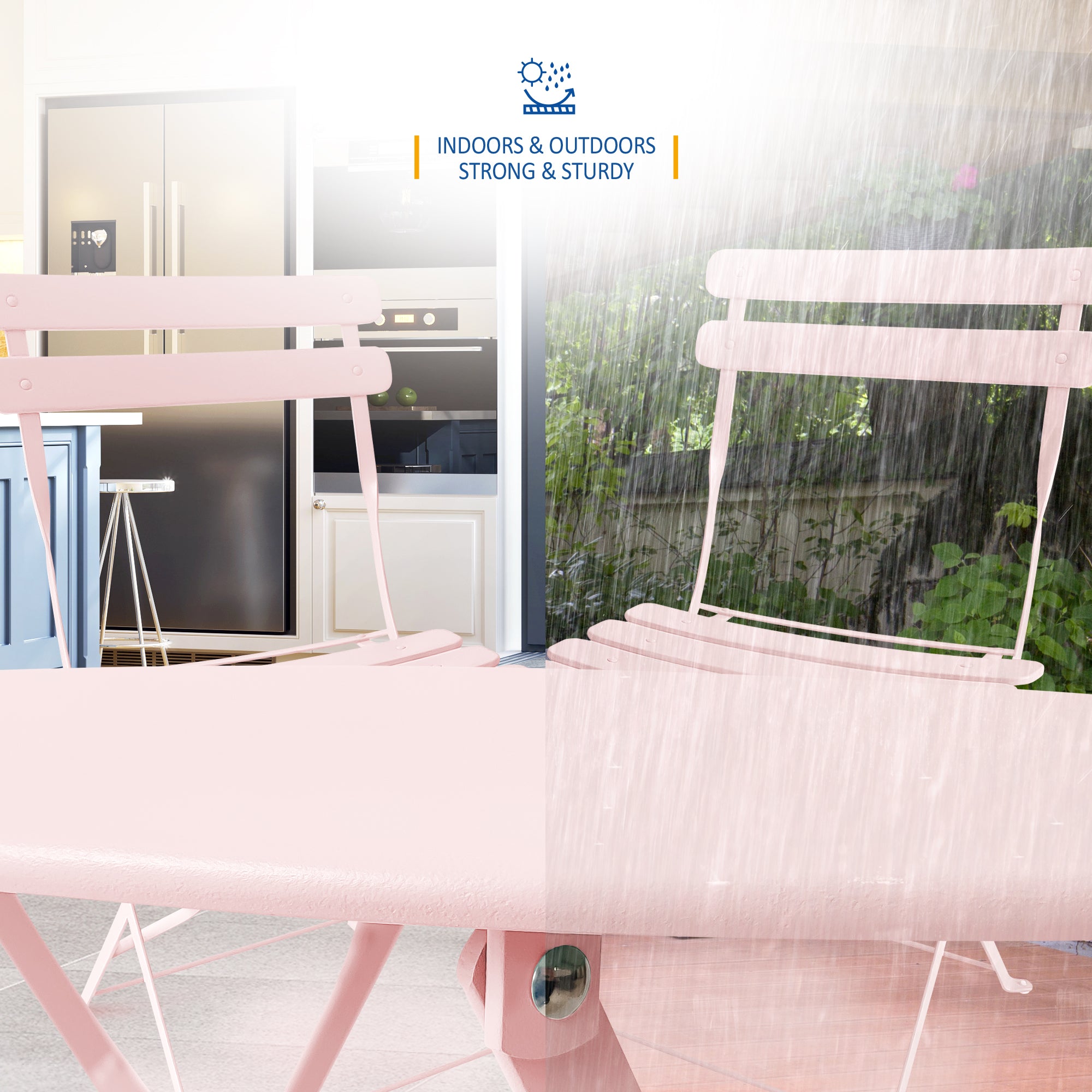 Garden Bistro Table & Chairs Set Pink