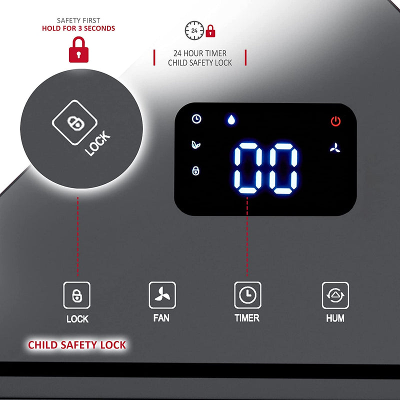 NETTA 20L Low Energy Dehumidifier - Digital Control Panel, Air Filter, Auto Restart 345W