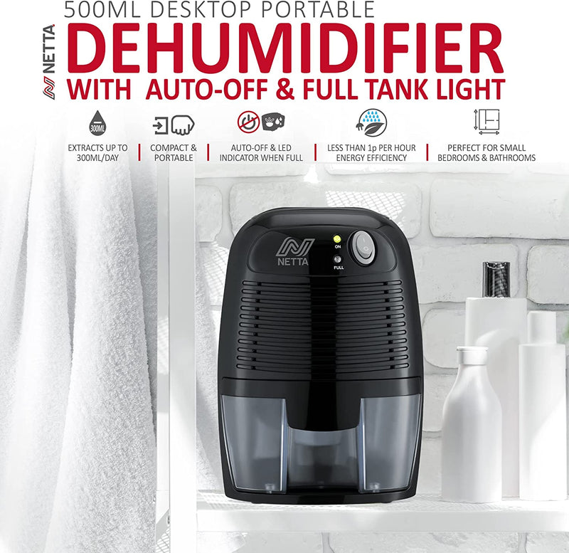 NETTA Dehumidifier 500ml Mini Air Dehumidifier for Damp Mould, Moisture