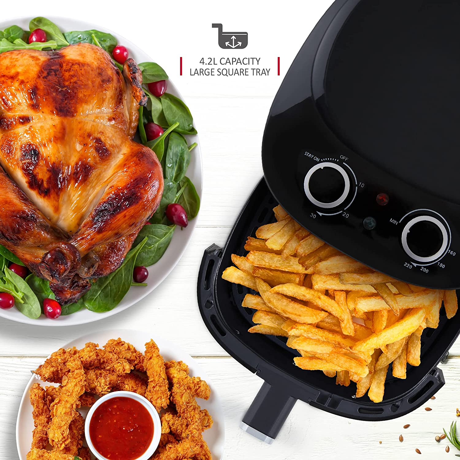 NETTA Manual Air Fryer with Drawer and Detachable Non-Stick Frying Tray