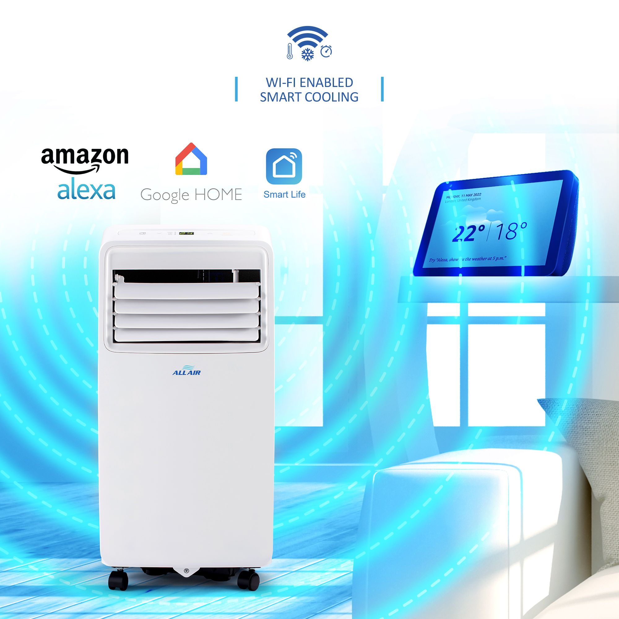 ALLAIR 8000BTU Smart Portable Air Conditioner Unit Remote - App Control