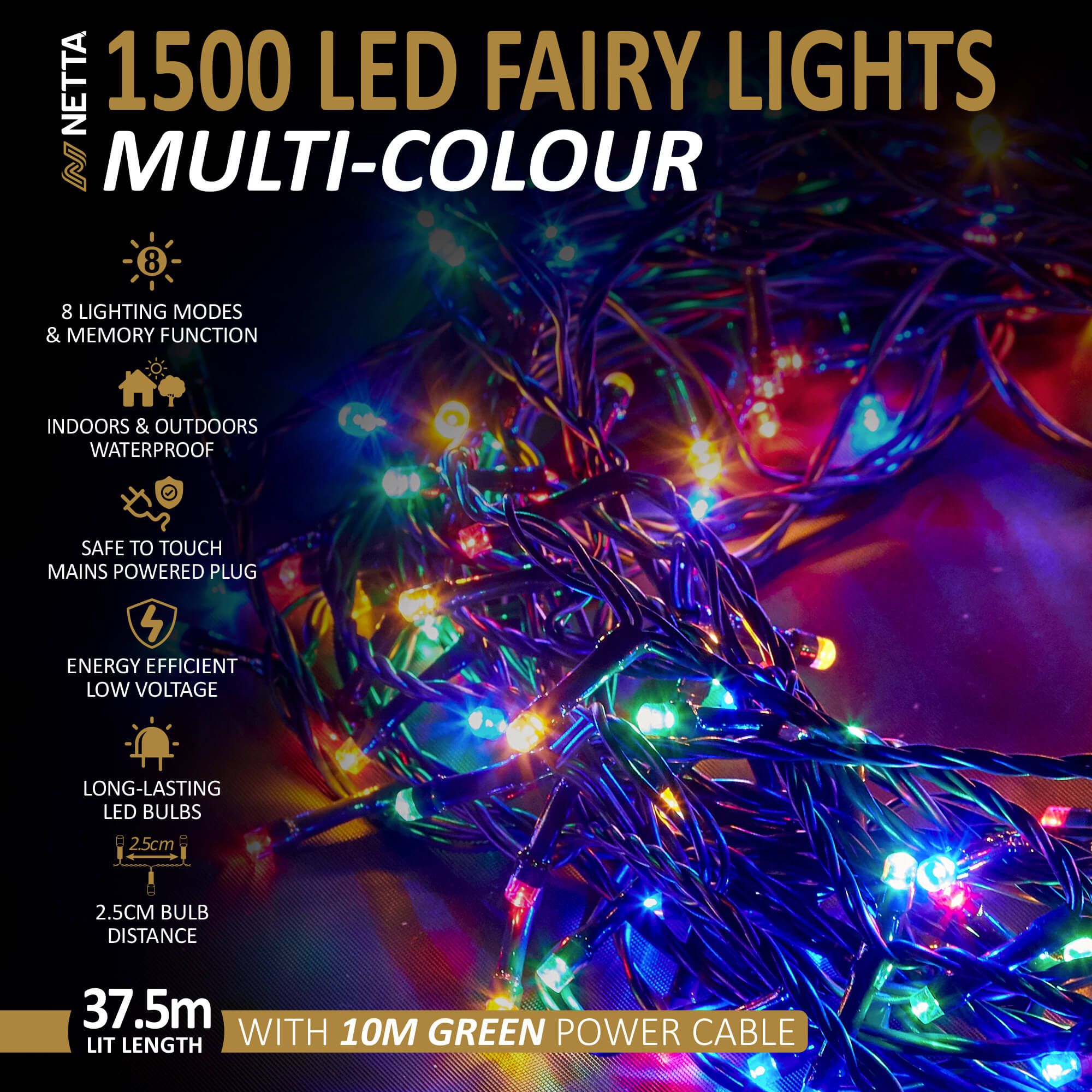 NETTA 1500LED Fairy Close-set String Lights - Multi Colour