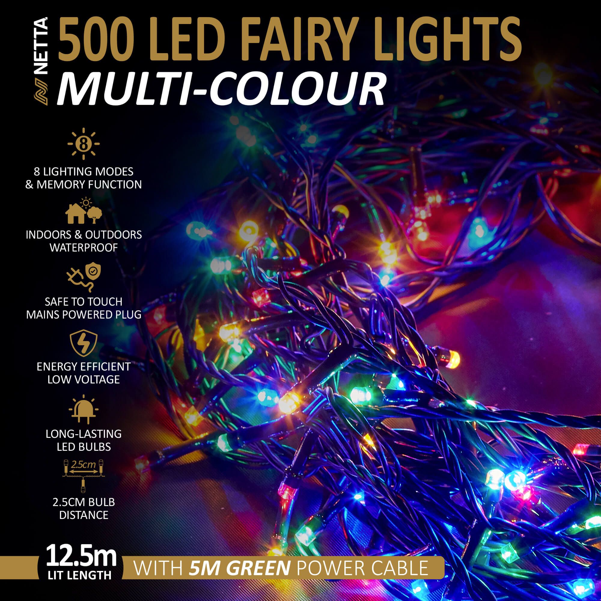 NETTA 500LED Fairy Close-set String Lights - Multi Colour