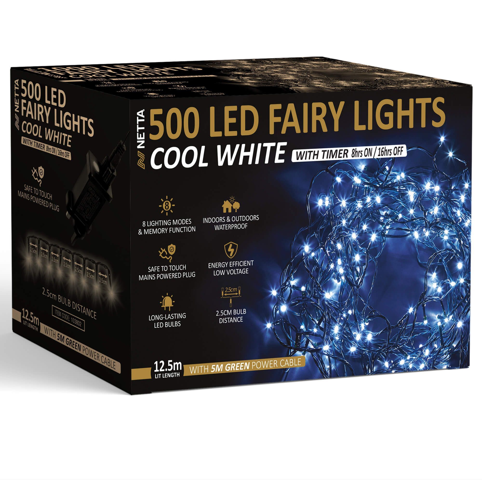 NETTA 500LED Fairy Close-set String Lights - Cool White