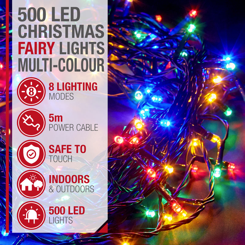 500LED Fairy String Lights - Multi Colour