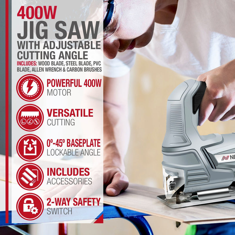 400W Jigsaw with Blades and Guard
