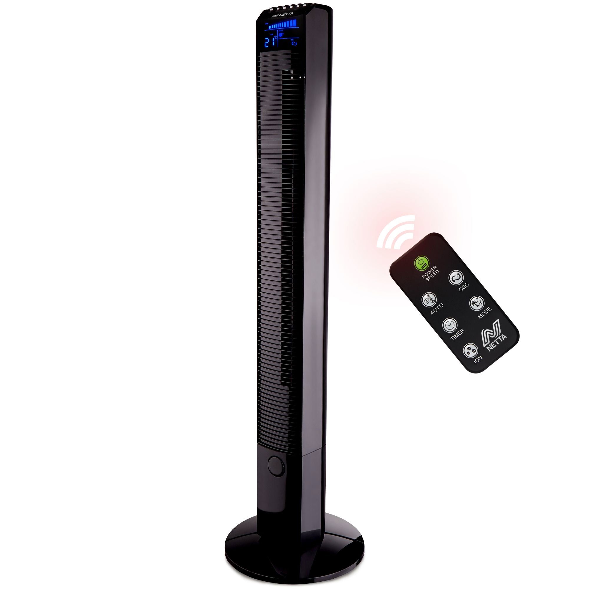 44 Inch Tower Fan with 8-hour Timer - Black