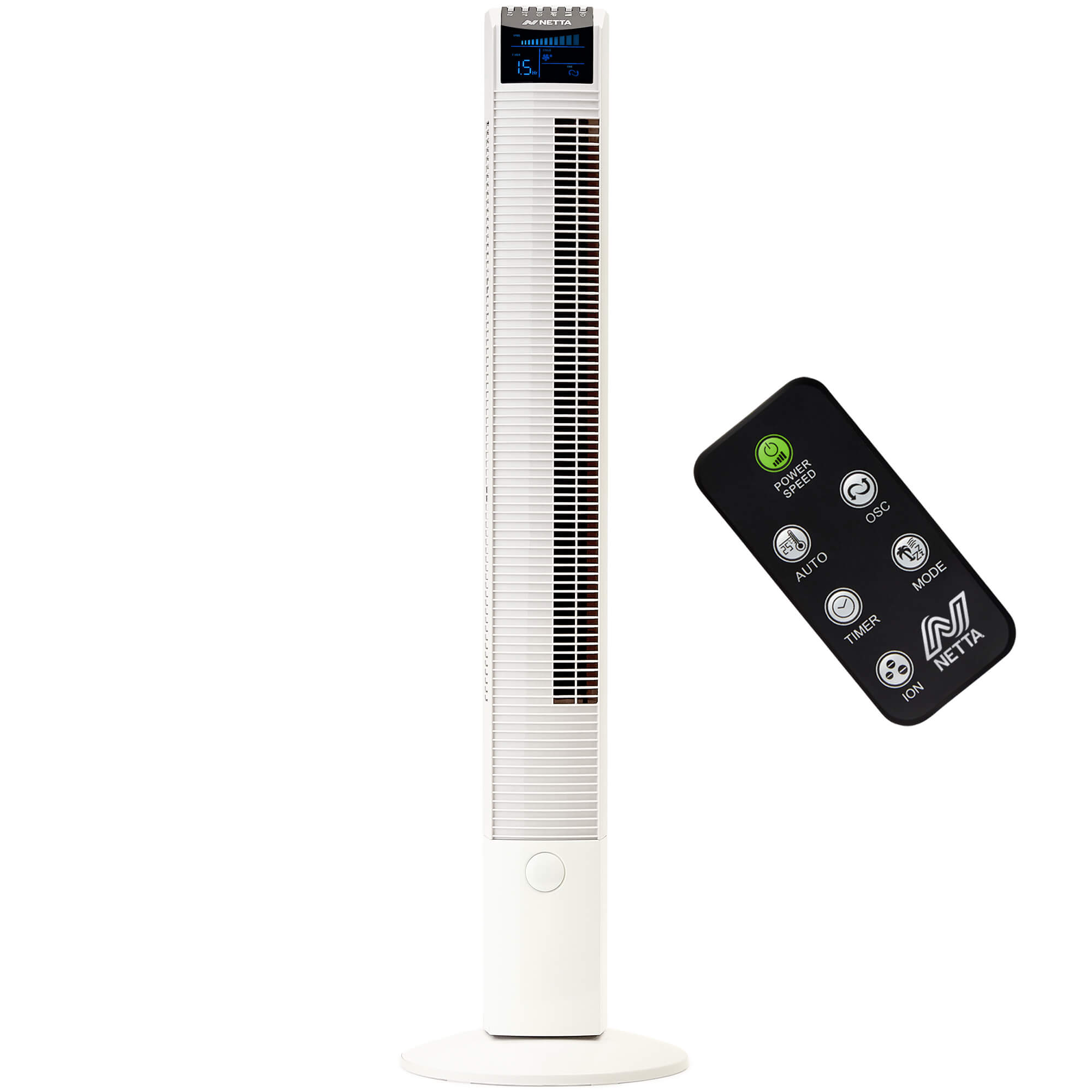 NETTA 44 Inch Tower Fan with 8-hour Timer - White