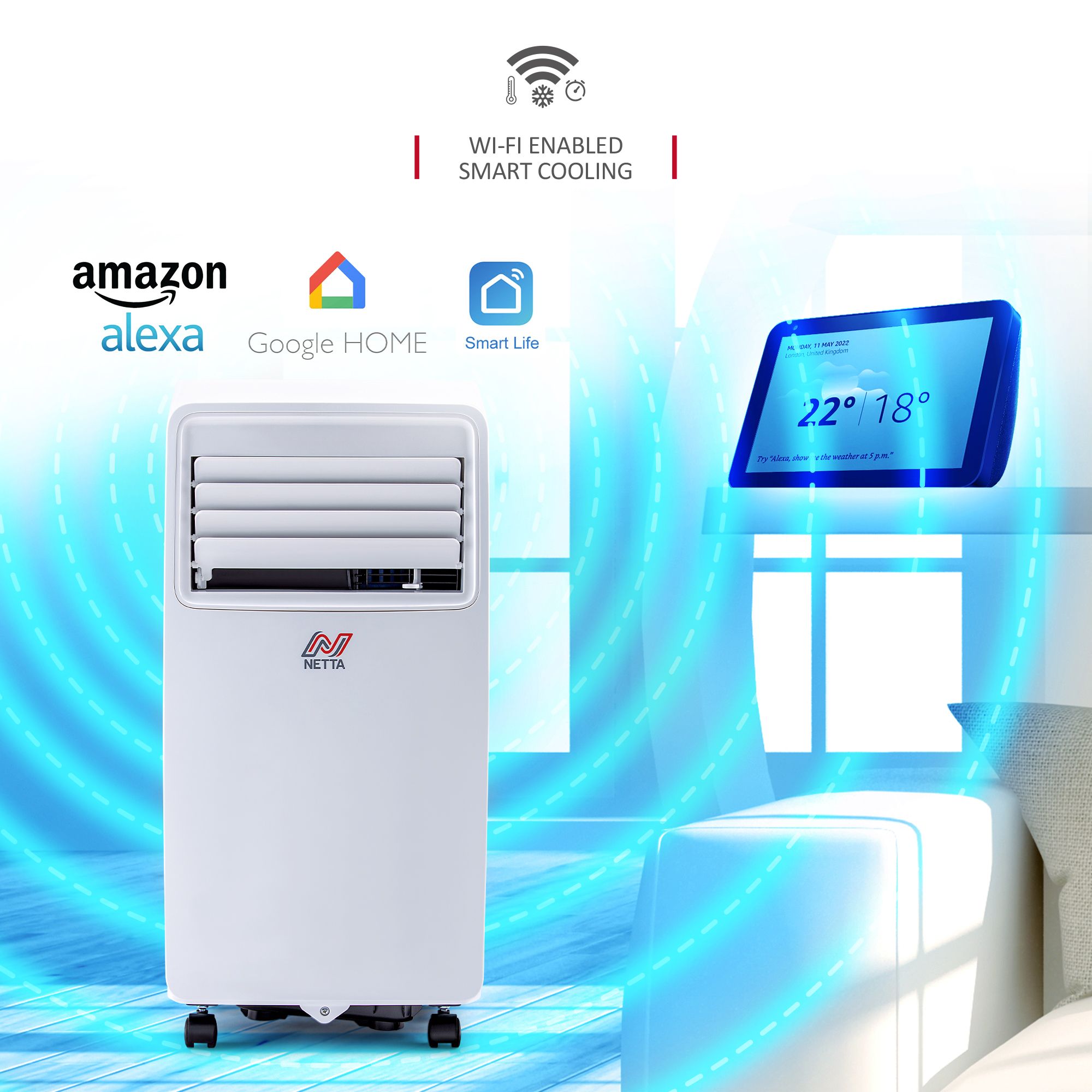 NETTA Portable Air Conditioner with WiFi Smart APP 8000BTU