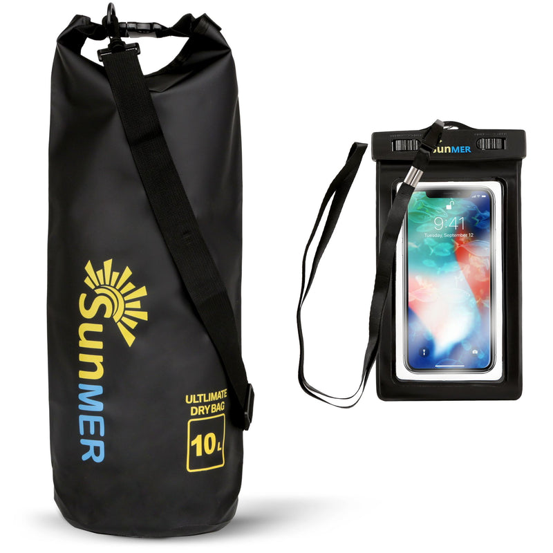 10L Dry Bag With Waterproof Phone Case - Black