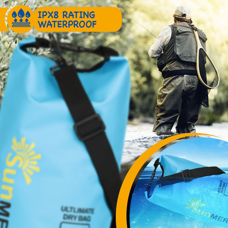10L Dry Bag With Waterproof Phone Case - Blue