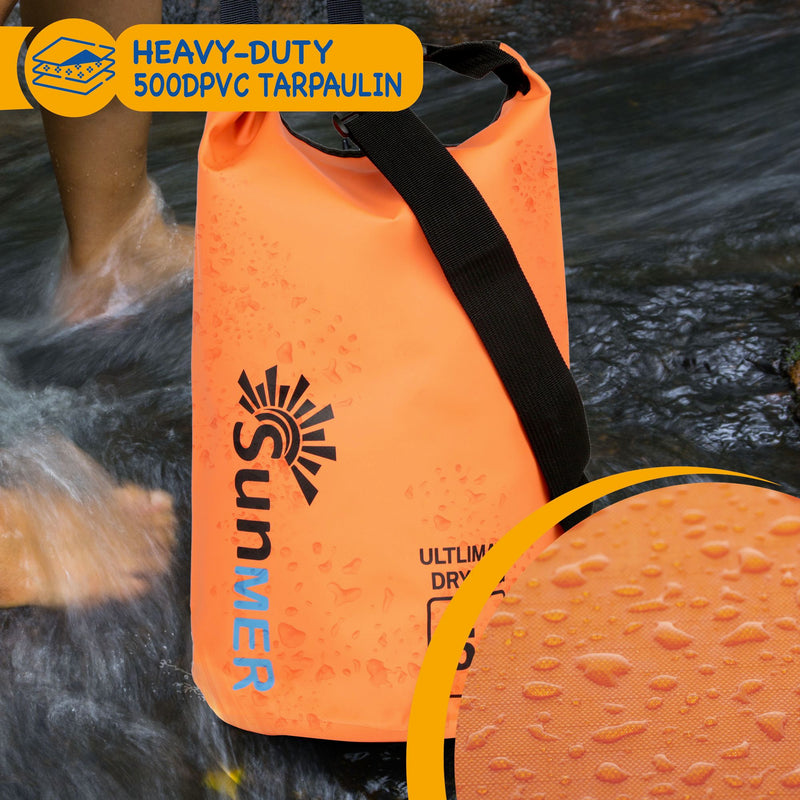 10L Dry Bag With Waterproof Phone Case - Orange
