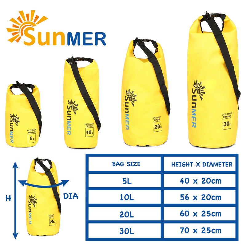 10L Dry Bag With Waterproof Phone Case - Yellow