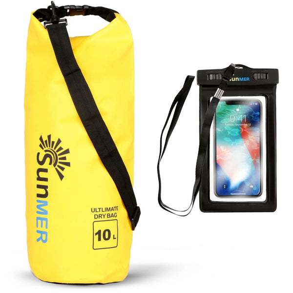 10L Dry Bag With Waterproof Phone Case - Yellow