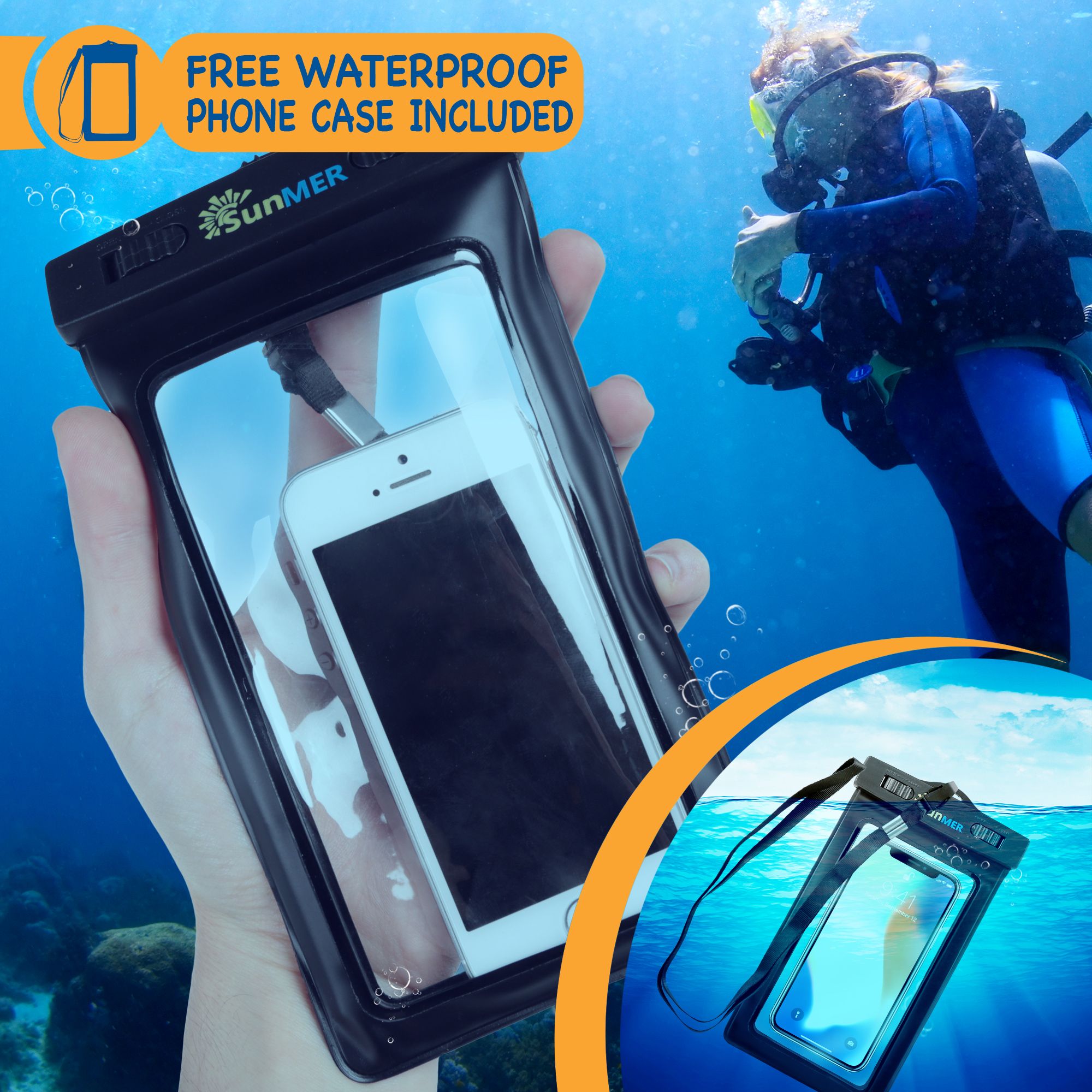 SUNMER 20L Dry Bag With Waterproof Phone Case - Blue
