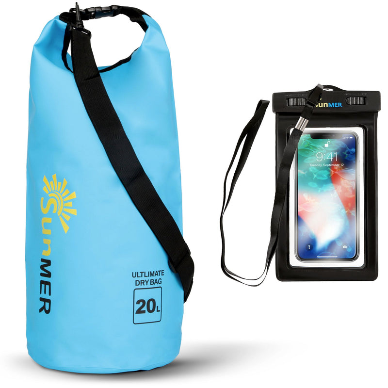 20L Dry Bag With Waterproof Phone Case - Blue