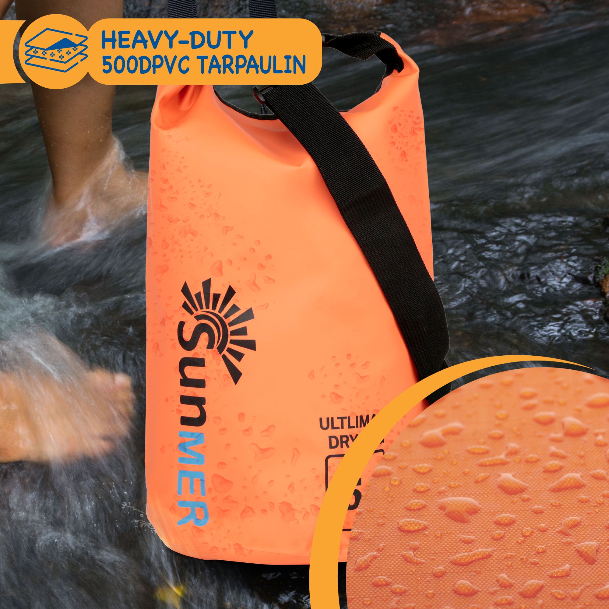 SUNMER 20L Dry Bag With Waterproof Phone Case - Orange