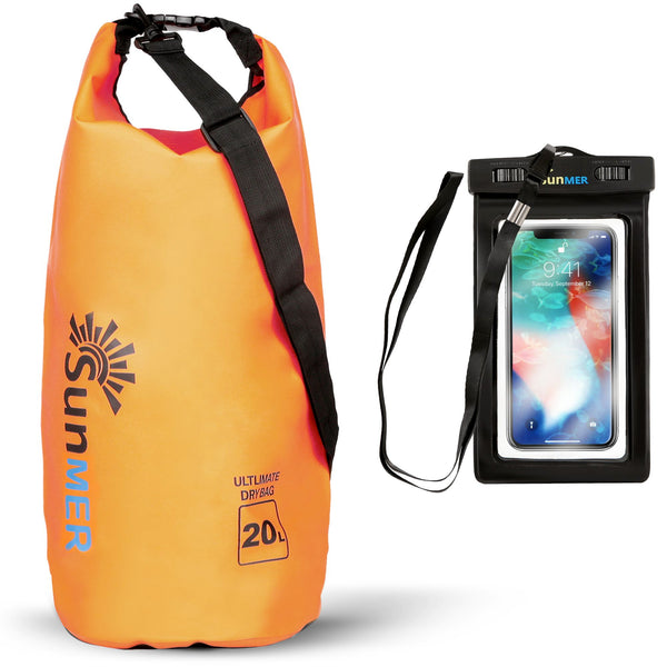 20L Dry Bag With Waterproof Phone Case - Orange