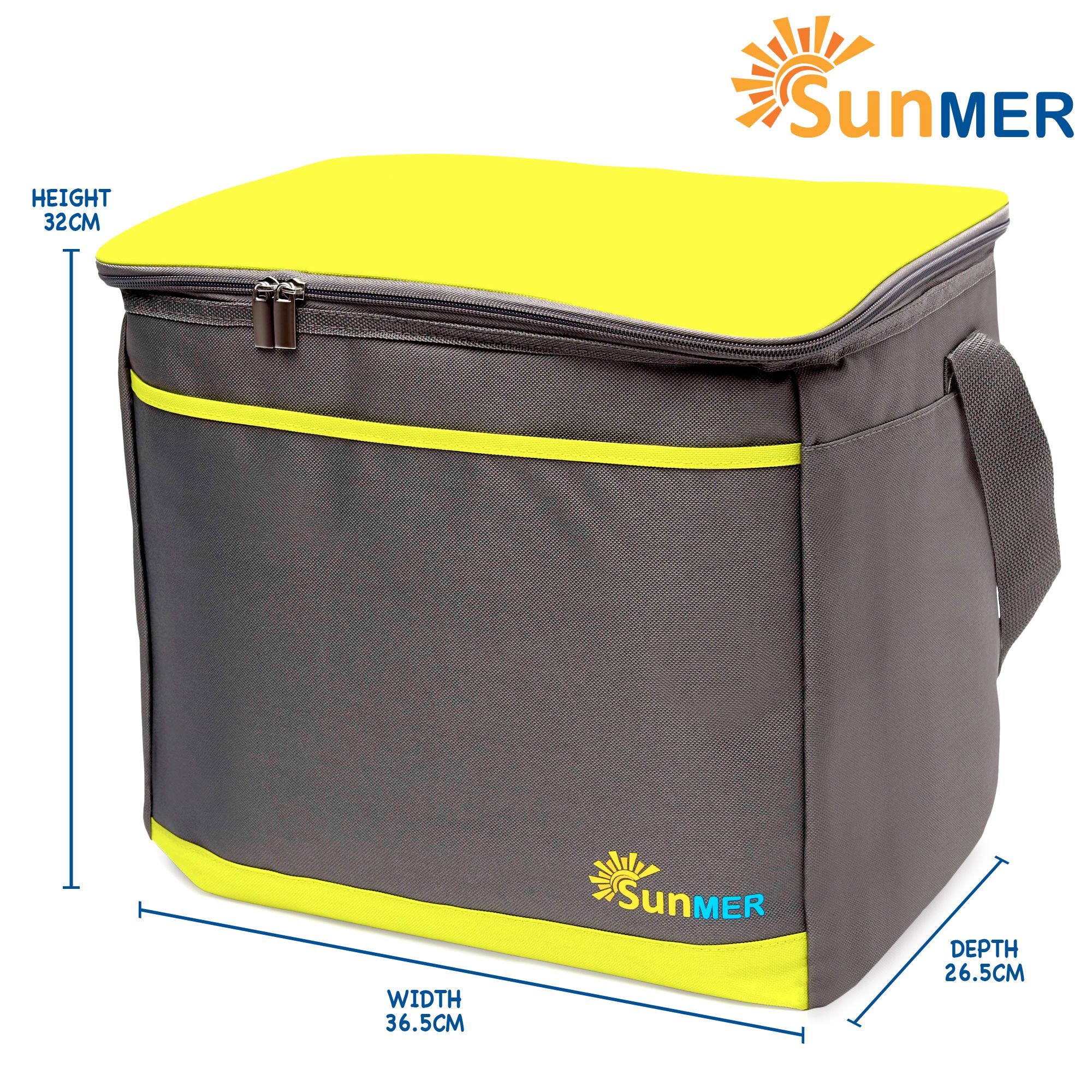 SUNMER 30L Cooler Bag With Shoulder Strap - Grey & Lime