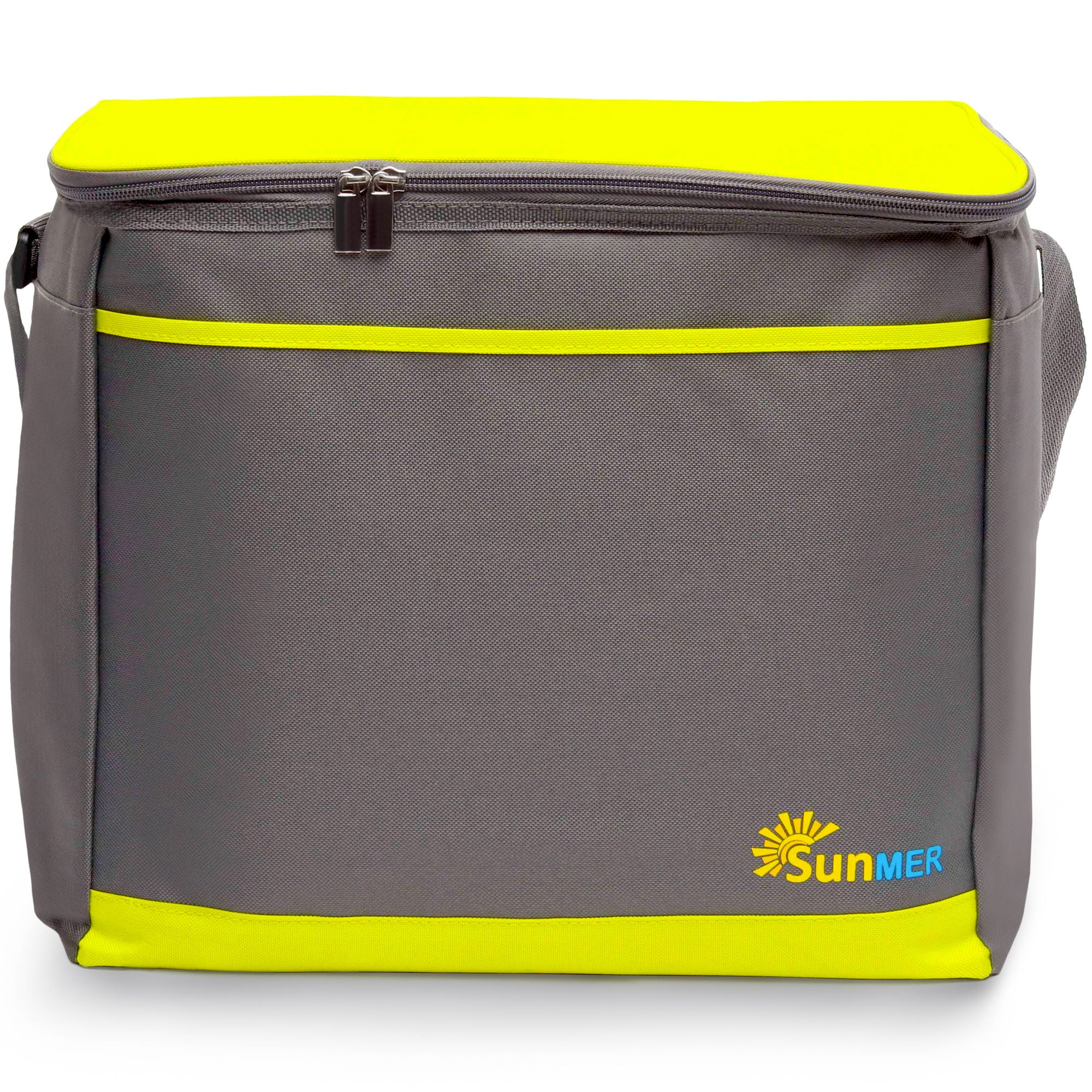 30L Cooler Bag With Shoulder Strap - Grey & Lime