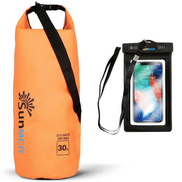 30L Dry Bag With Waterproof Phone Case - Orange