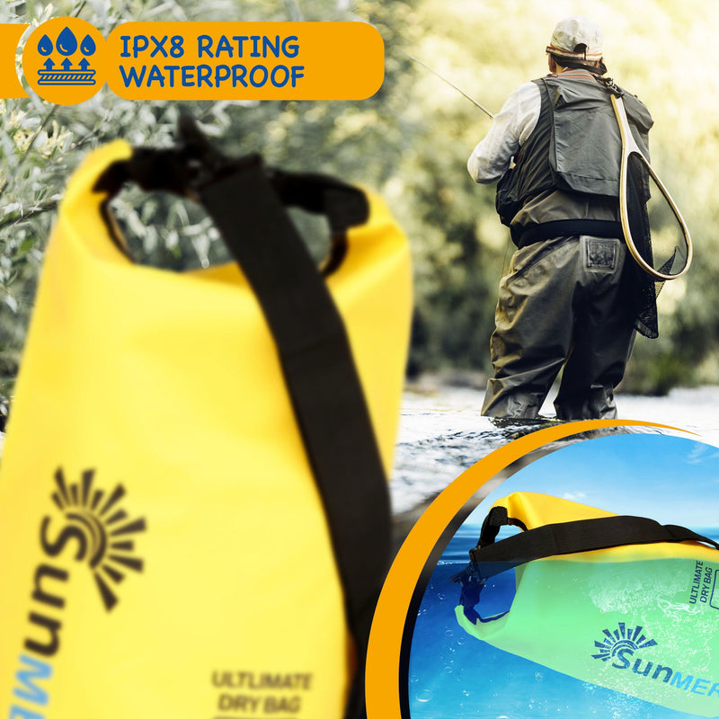 30L Dry Bag With Waterproof Phone Case - Yellow