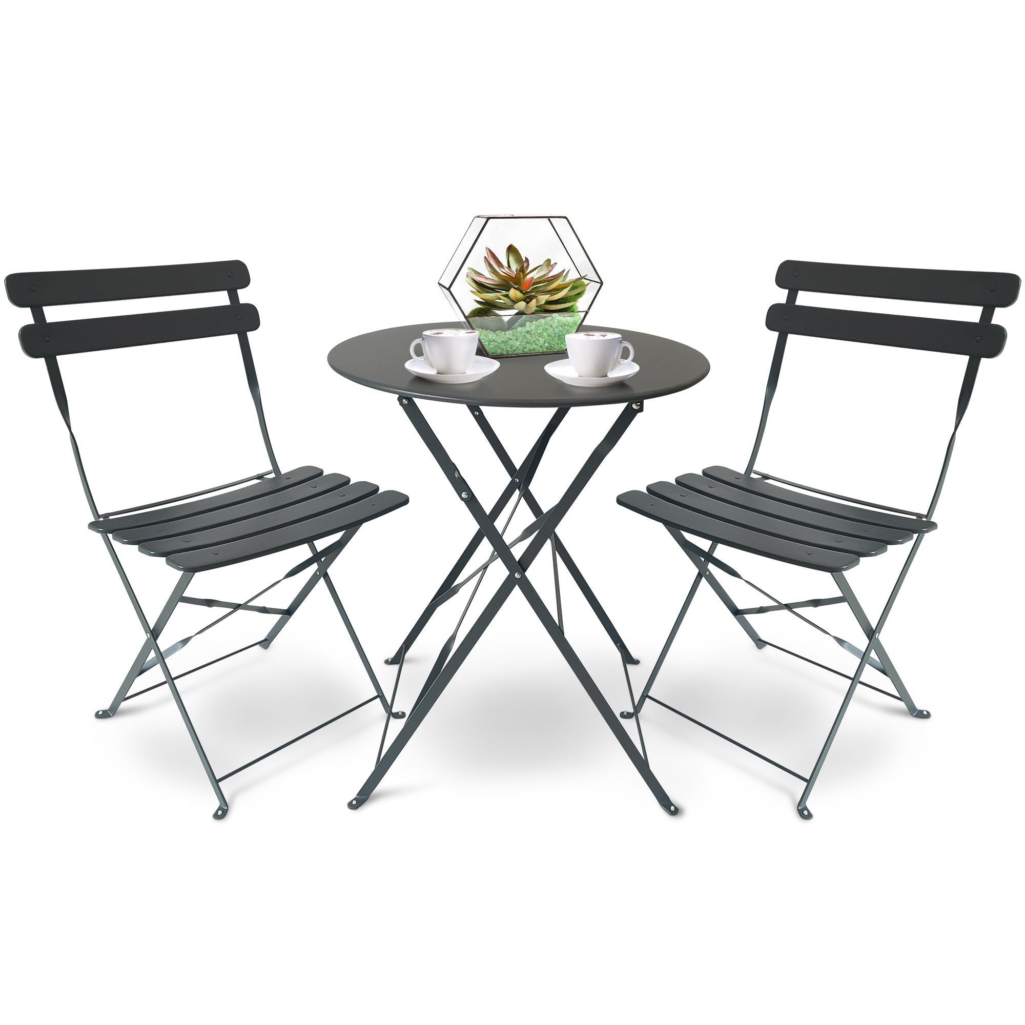 Garden Bistro Table & Chairs Set Grey