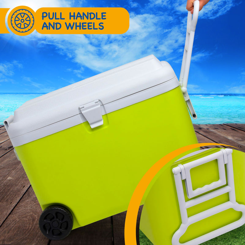 50L Cooler Box with Ice Packs - Lime & White