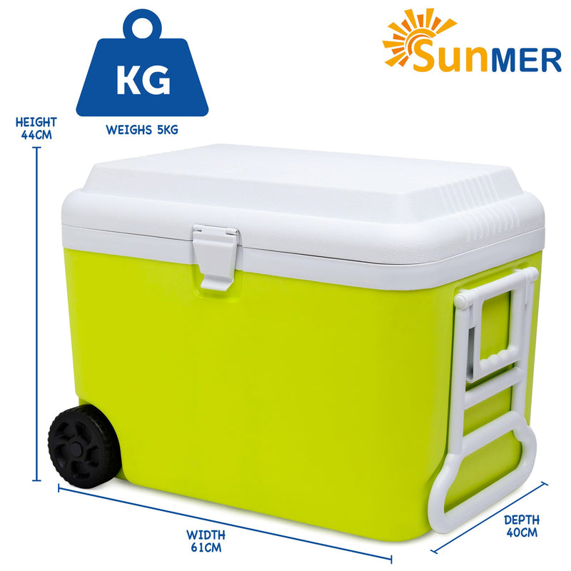 50L Cooler Box with Ice Packs - Lime & White