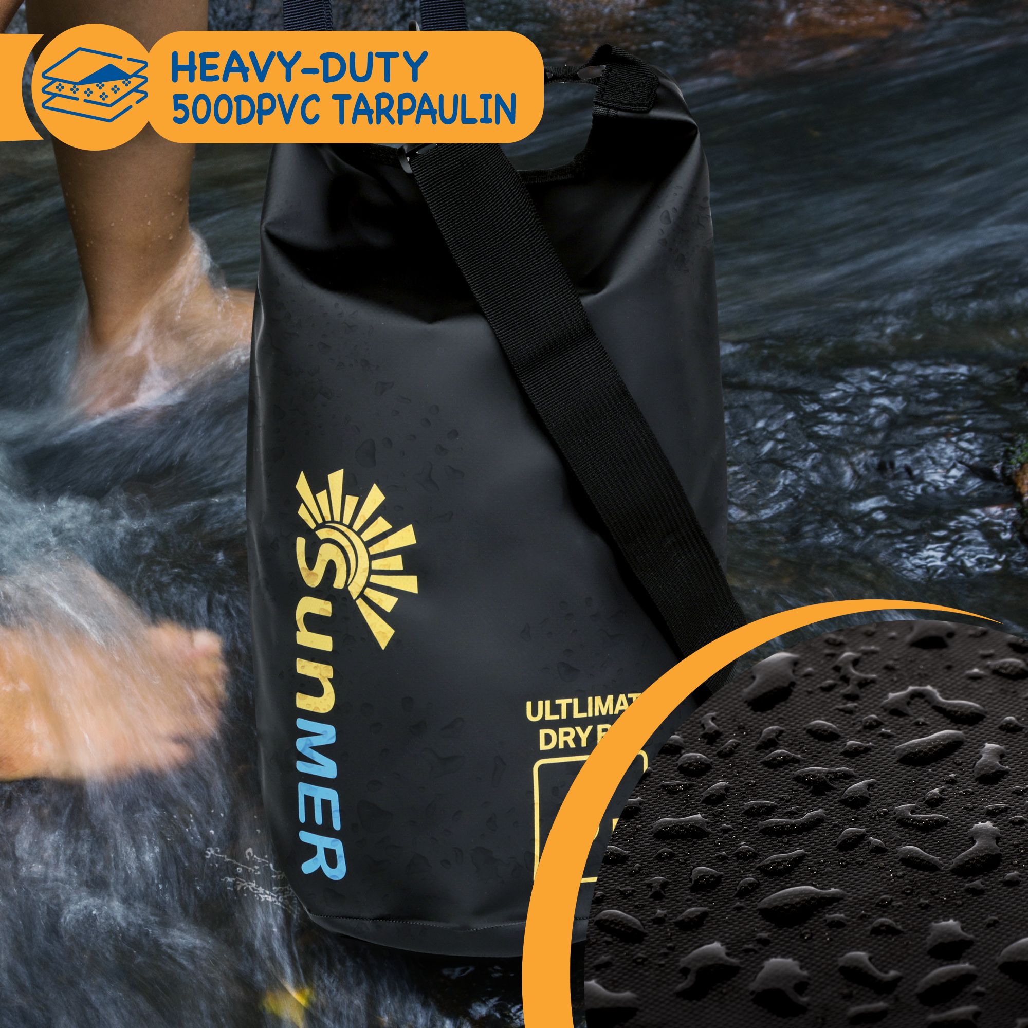 SUNMER 5L Dry Bag With Waterproof Phone Case - Black