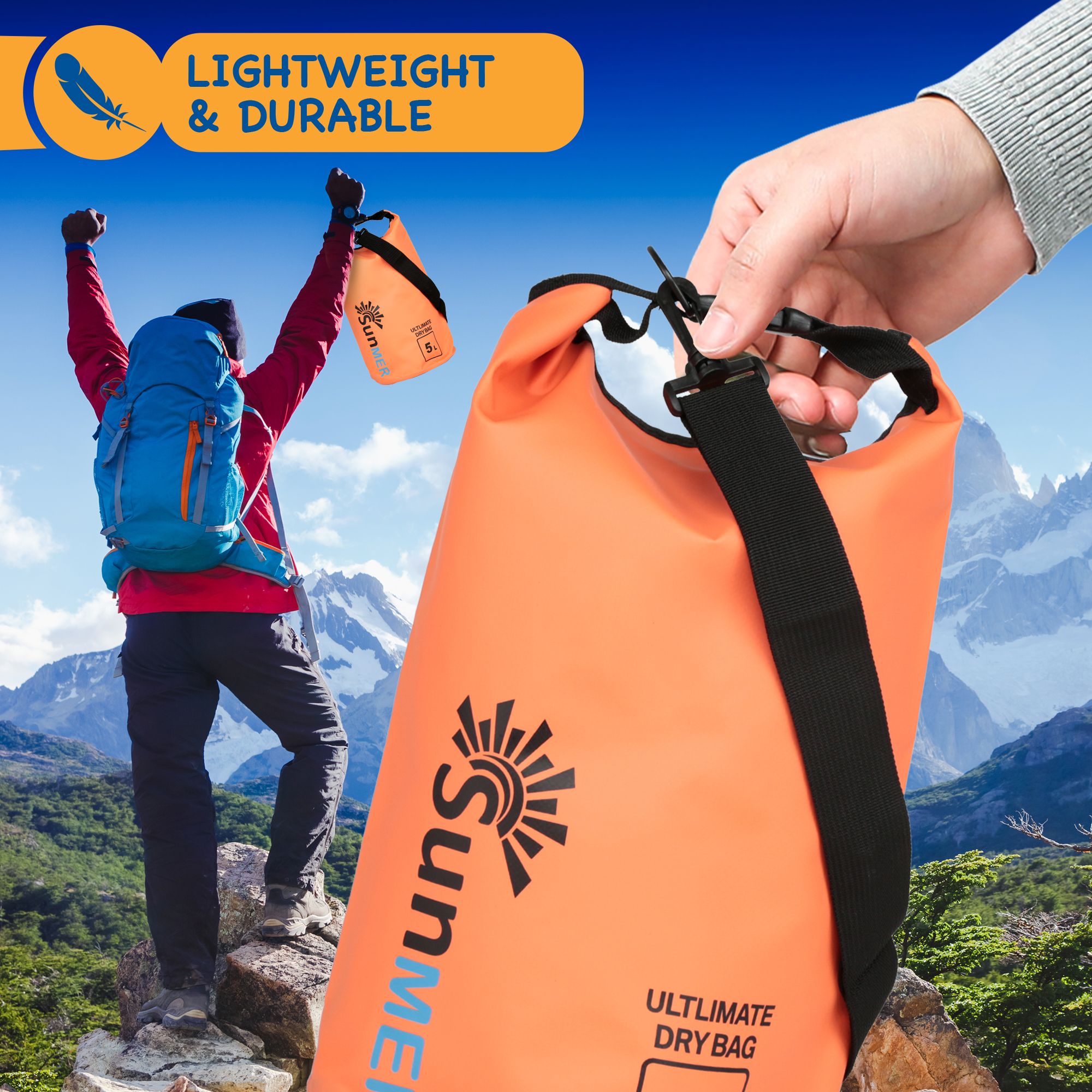 5L Dry Bag With Waterproof Phone Case - Orange