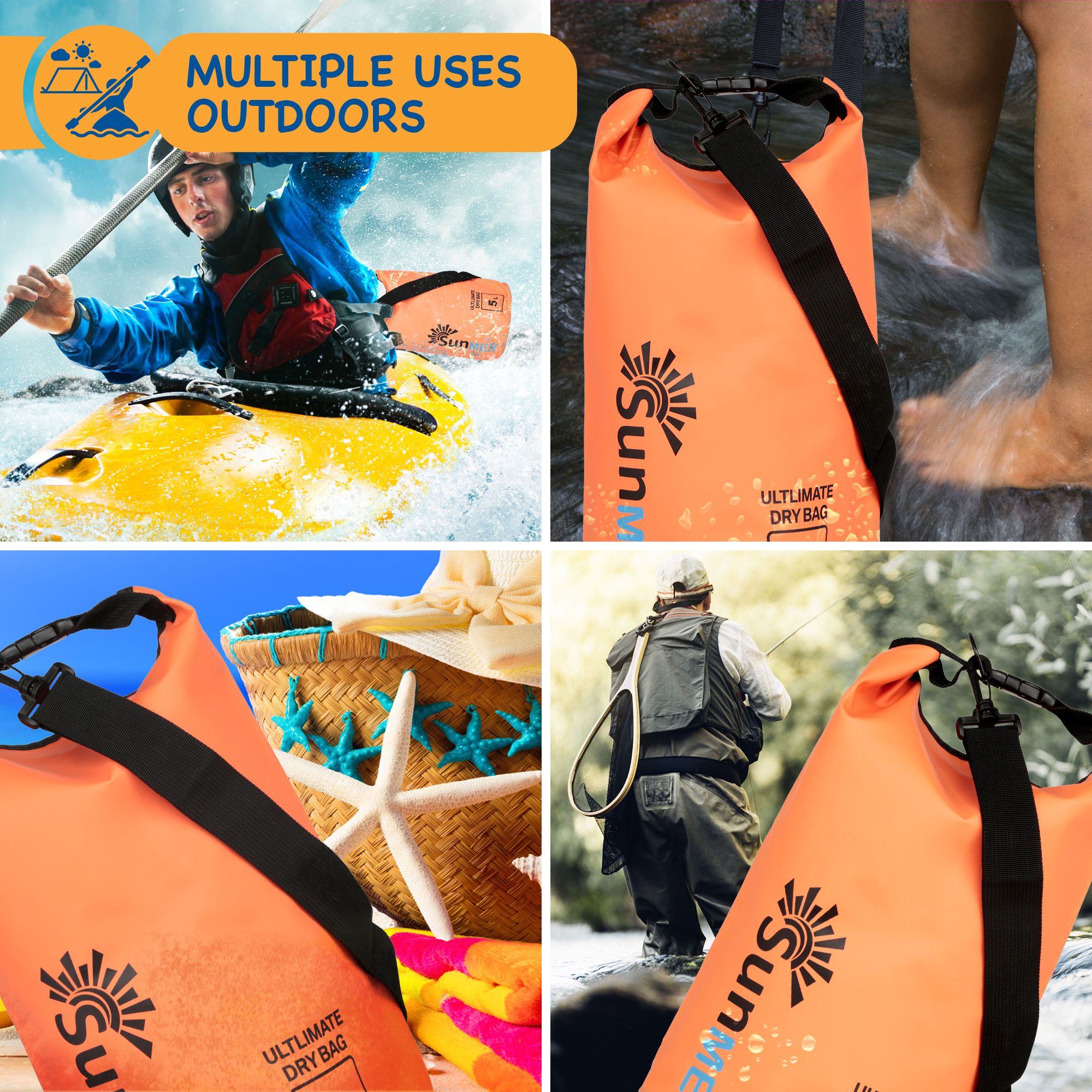 SUNMER 5L Dry Bag With Waterproof Phone Case - Orange
