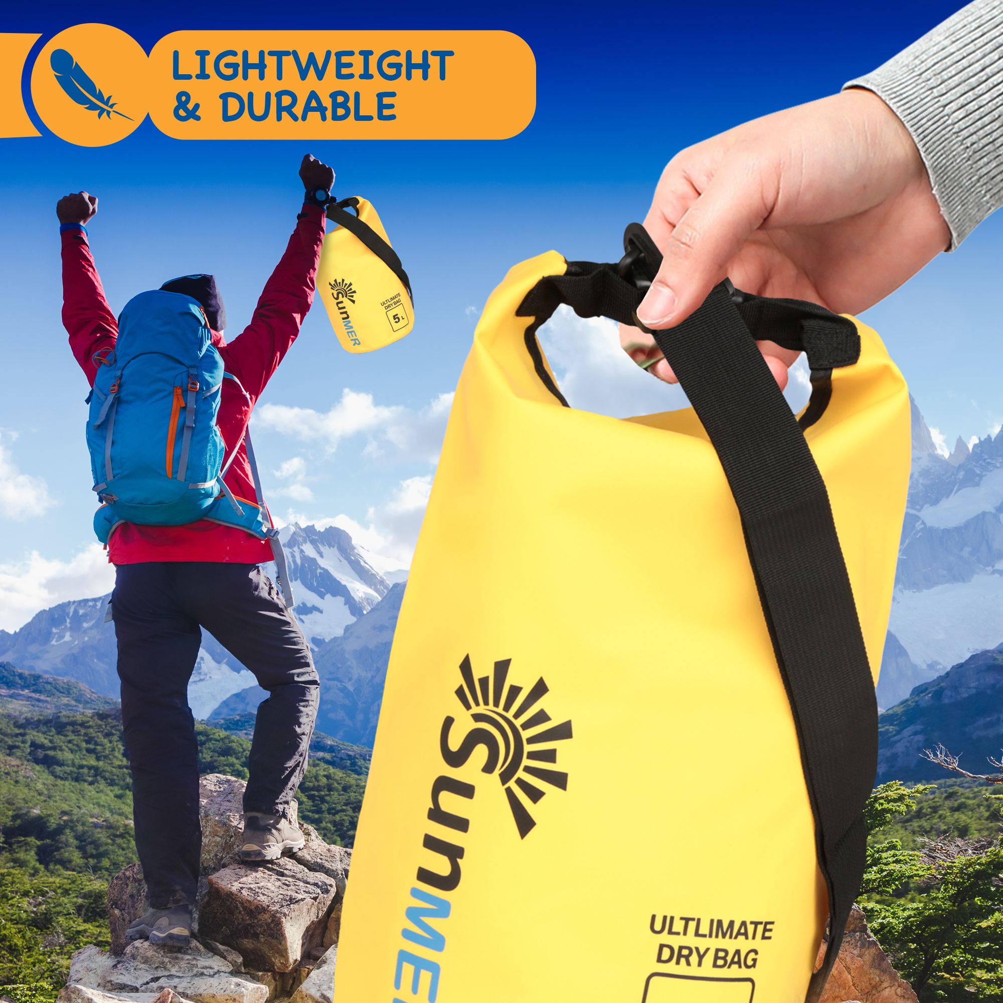 SUNMER 5L Dry Bag With Waterproof Phone Case - Yellow