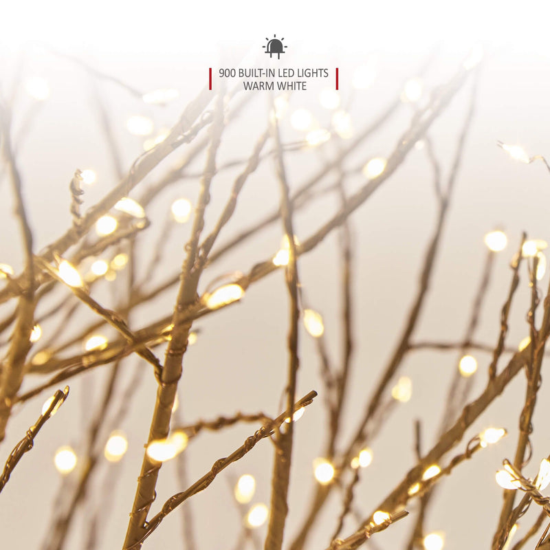 6FT Micro Dot Birch Pre-Lit Christmas Tree with 900 LED Warm White Lights - Black