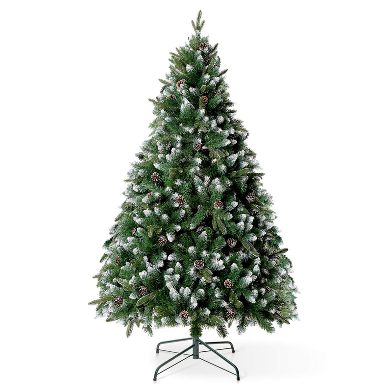 6FT Glacier Frosted Christmas Tree with Decorative Pinecones